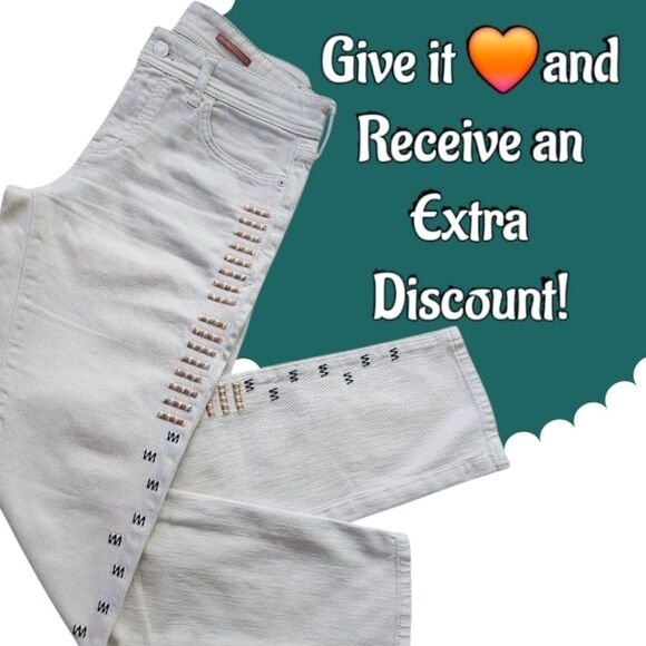 Pilcro by Anthropologie Ivory Mid-Rise Slim Straight Boyfriend Jeans Size 26 (S) - Picture 16 of 16